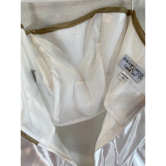 Jessica McClintock for Gunne Sax cream/gold strapless sequin prom formal dress 1 - Picture 6 of 8